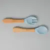 OiOi BASICS Mama Kaşığı + Çatal - Mineral Blue