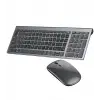 Onezero Kablosuz Türkçe Klavye Mouse Set Şarjlı Klavye Mouse 2.4G USB Dongle ve Bluetooth Bağlantılı Ergonomik Tasarım Kablosuz Keyboard Fare Titanyum Renk ZR609