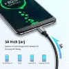 Örgülü USB Type-C Şarj ve Data Kablosu, 1.5 Metre, Siyah