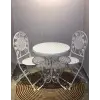 Panalı Ferforje Masa Sandalye Seti Beyaz