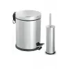 Pedallı Çöp Kovası Wc Fırça Set 3 lt Krom