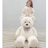 Peluş Ayı 120 cm Papyonlu Sevimli Ayı, Beyaz