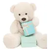 Peluş Ayı 120 cm Papyonlu Sevimli Ayı, Beyaz