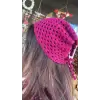 Pembe Örgü Saç Bandanası