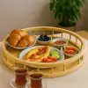 Premium Bambu Serisi 35 cm Çitli Yuvarlak Tepsi