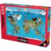 Puzzle - Karikatür Dünya Haritası / 260 Parça Puzzle, #3338