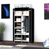 Raflı Askılı Çok Amaçlı Mini Bez Dolap (Siyah)