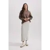 Regular Fit Basic Düz Maxi Siyah Triko Etek Gri Std