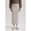 Regular Fit Basic Düz Maxi Siyah Triko Etek Gri Std