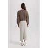 Regular Fit Basic Düz Maxi Siyah Triko Etek Gri Std