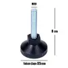 Rotil Ayak M10 Siyah Profil Ayağı, 55 mm, 8 cm
