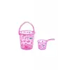Şeffaf Kova & Maşrapa Set Pembe Desenli