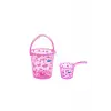 Şeffaf Kova & Maşrapa Set Pembe Desenli
