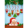 Şekillendirilmiş Noel Figürlü Dekoratif Banner