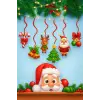Şekillendirilmiş Noel Figürlü Dekoratif Banner