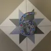 Seramik Lale Desenli Kapı Numarası 6, Turkuaz