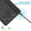 Şık Tasarımlı Bluetooth Kablosuz Klavye ve Mouse Seti | Android, iOS ve Windows Uyumlu | Şarj Edilebilir, Taşınabilir ve Sessiz Tuşlu Set (Siyah)