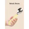 Silikon Saplı Paslanmaz Çelik Bebek Kaşık Çatal Seti (Mavi)