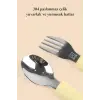 Silikon Saplı Paslanmaz Çelik Bebek Kaşık Çatal Seti (Mavi)