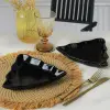 Siyah Çam Kayık Tabak 22 Cm 2 Adet
