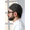 Siyah Katlamalı Çift Renk Kışlık Kadife Takke