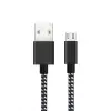 Siyah örgülü Micro USB hızlı şarj kablosu