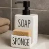 Siyah Pompalı Seramik Sıvı Sabunluk ve Süngerlik Seti