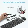 SPT6238 USB Kablolu Multimedia Sessiz Türkçe Q Klavye Mouse Seti Siyah
