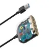Square round 4in1 USB HUB Adaptör (USB3.0 TO USB3.0*1+USB2.0*3) 1m, Siyah