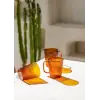 Striped Borosilikat Cam Kupa Amber 400 ml