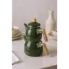 Sultan - Bambu Kulplu Emaye Çaydanlık Takımı Koyu Yeşil