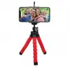 Süngerli, Elastik ve Sabit, Dönebilen Tripod (Kırmızı)