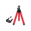 Süngerli, Elastik ve Sabit, Dönebilen Tripod (Kırmızı)