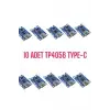 TP4056 Type-C Li-Ion Pil Şarj Modülü, 10lu Set, Rdtype10