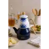 Unique - Bambu Kulplu Emaye Çaydanlık Takımı Lacivert