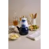 Unique - Bambu Kulplu Emaye Çaydanlık Takımı Lacivert