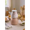 Unique - Bambu Kulplu Emaye Çaydanlık Takımı Pembe