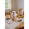 Unique - Bambu Kulplu Emaye Çaydanlık Takımı Pembe