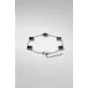 Unisex Minimal Çelik Yonca Bileklik Siyah