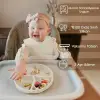 Vakum Tabanlı Bebek Silikon Mama Tabağı, Silikon Tabak, Krem