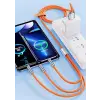 Valkyrie 6A 3in1 Apple Type-C Android 180 Derece Sıvı Silikon Data Hızlı Şarj Kablosu - Bakır Döşeme - Katlanmaz Kırılmaz - Oynar Başlıklı