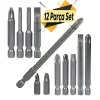 Vidalama Ucu, Badem10 Klytek Matkap Bits Uç Düz Yıldız Torx Uç (12 Parça)