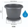 Villa No: 6 5 L 25 Cm Antrasit Saksı