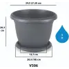 Villa No: 6 5 L 25 Cm Antrasit Saksı
