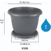 Villa Saksı Set No: 9 22 L, 42 Cm, Antrasit