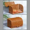 Wicker Serisi Vernikli Hasır Örme 35 cm Kapaklı Ekmek Dolabı