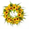 Yapay Çiçek Kapı Süsü Ay Çiçeği ve Kuşkonmaz Sunflower Yılbaşı Kapı Çelengi