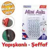 Yapışkanlı Şeffaf Plastik Mini Askı 20 Adetli Set