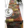 Yaz Evi Desenli Patchwork Leke Tutmaz Kumaş Runner, Kiremit 40 x 140