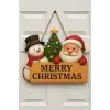 Yılbaşı Ahşap Kapı Süsü Noel Babalı Ahşap Kapı Yılbaşı Kapı Süsü Dış Mekan Süslemeleri Noel Çelengi (30-18 cm)